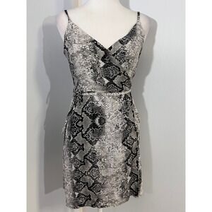 Sanctuary‎ XS Snakeskin Print Mini Dress Sleeveless V Neck Wrap